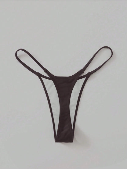 Oceva Solid Color Fashionable Sexy Thong Bikini Bottom