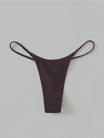 Oceva Solid Color Fashionable Sexy Thong Bikini Bottom