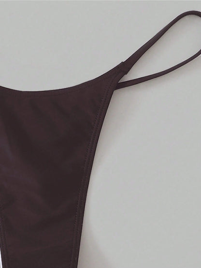 Oceva Solid Color Fashionable Sexy Thong Bikini Bottom