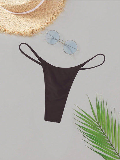 Oceva Solid Color Fashionable Sexy Thong Bikini Bottom