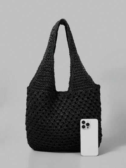Ontre Vacation Casual Versatile Hollow Straw Shoulder Bag