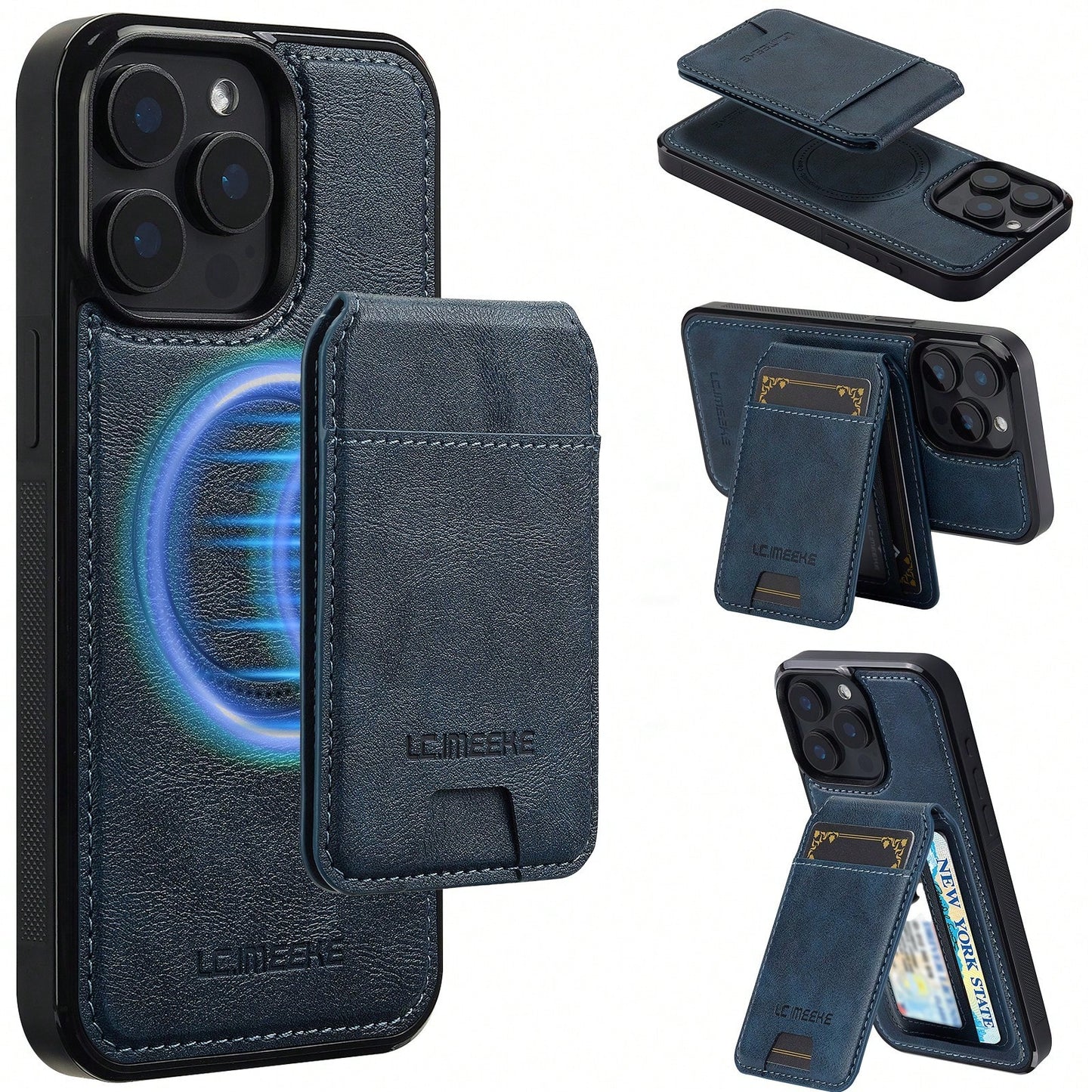 OUKNOEO Detachable Magnetic Wireless Charging Faux Leather Case Compatible With IPhone 18 17e Air 16e 15 14 13 Pro Max S26 S25 Edge S24 UItra Plus A37 A57 Pixel 11 Pro XL 10A 9A 8 7 With Card Box 3 Ca