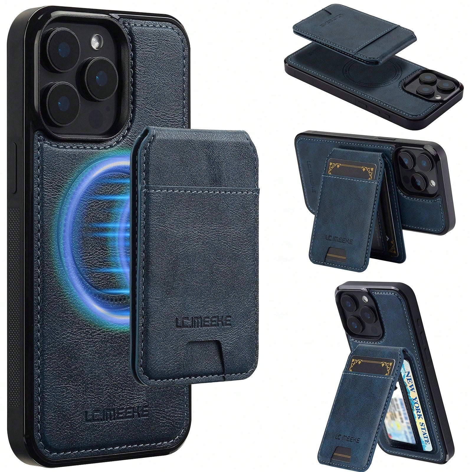 OUKNOEO Detachable Magnetic Wireless Charging Faux Leather Case Compatible With IPhone 18 17e Air 16e 15 14 13 Pro Max S26 S25 Edge S24 UItra Plus A37 A57 Pixel 11 Pro XL 10A 9A 8 7 With Card Box 3 Ca
