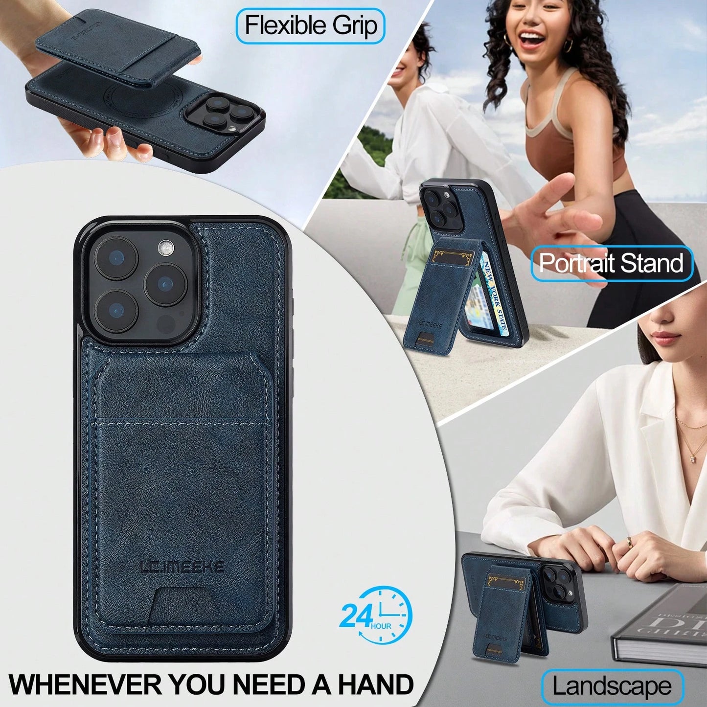 OUKNOEO Detachable Magnetic Wireless Charging Faux Leather Case Compatible With IPhone 18 17e Air 16e 15 14 13 Pro Max S26 S25 Edge S24 UItra Plus A37 A57 Pixel 11 Pro XL 10A 9A 8 7 With Card Box 3 Ca
