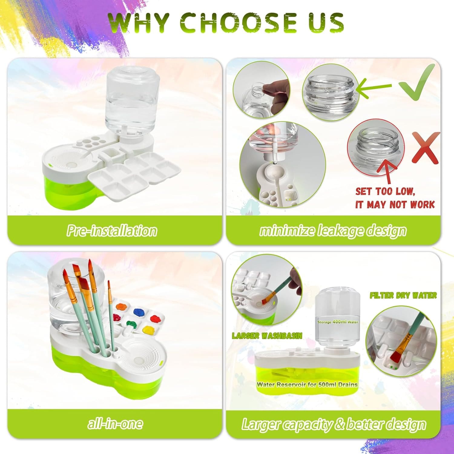 Paint Brush Cleaner Tool, Washing My Brush, Water Cycle Watercolor Brushes Rinser With Holder And Palette, Brushes Rinser Dispenser, Painting Art Supplies Stuff For Artist Beginner