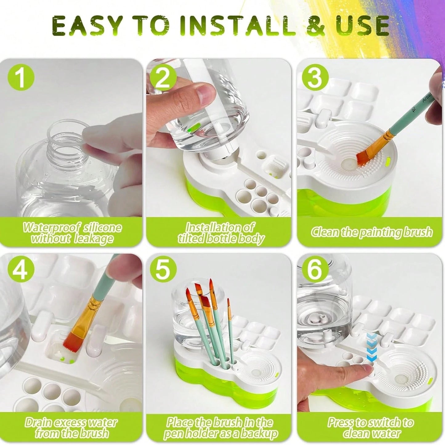 Paint Brush Cleaner Tool, Washing My Brush, Water Cycle Watercolor Brushes Rinser With Holder And Palette, Brushes Rinser Dispenser, Painting Art Supplies Stuff For Artist Beginner