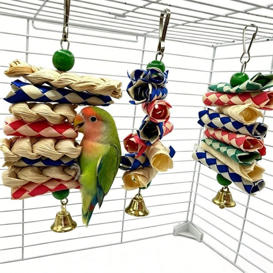 Parrot Toys Bird Supplies Corn Husk Paper String Parrot Calcium Supplement Cuttlebone Chewing String Bird Chewing String Bird Toys Budgie Cockatiel Budgie Cage Play Supplies