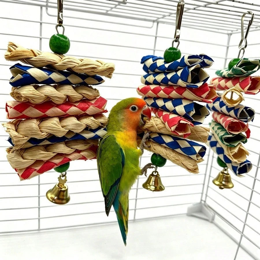 Parrot Toys Bird Supplies Corn Husk Paper String Parrot Calcium Supplement Cuttlebone Chewing String Bird Chewing String Bird Toys Budgie Cockatiel Budgie Cage Play Supplies