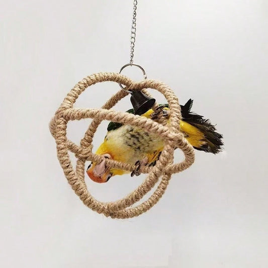 Parrot Toys- Spherical Swing, Climbing Net, Chew & Grind Accessories, Suitable For Cockatiel, Lovebird, Cage Decor