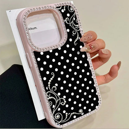 Pearl Polka Dream Patterned Card Holder Leather Is Compatible With 17 Pro//16/15/14/13/12/11. S22/S23/S24/25. It's An, Valentine's Day, And New Year's, Boyfriends, Girlfriends, And Family.