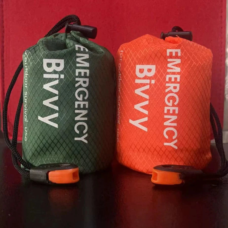 Person Emergency Shelter Bivy Survival Tent Kit Mylar Tube Tent Sleeping Bag Waterproof Outdoor SOS Thermal Blanket Reusable
