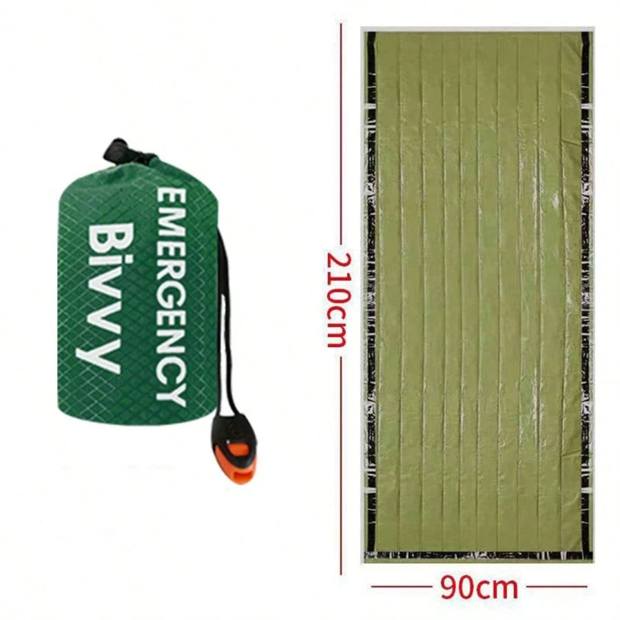 Person Emergency Shelter Bivy Survival Tent Kit Mylar Tube Tent Sleeping Bag Waterproof Outdoor SOS Thermal Blanket Reusable