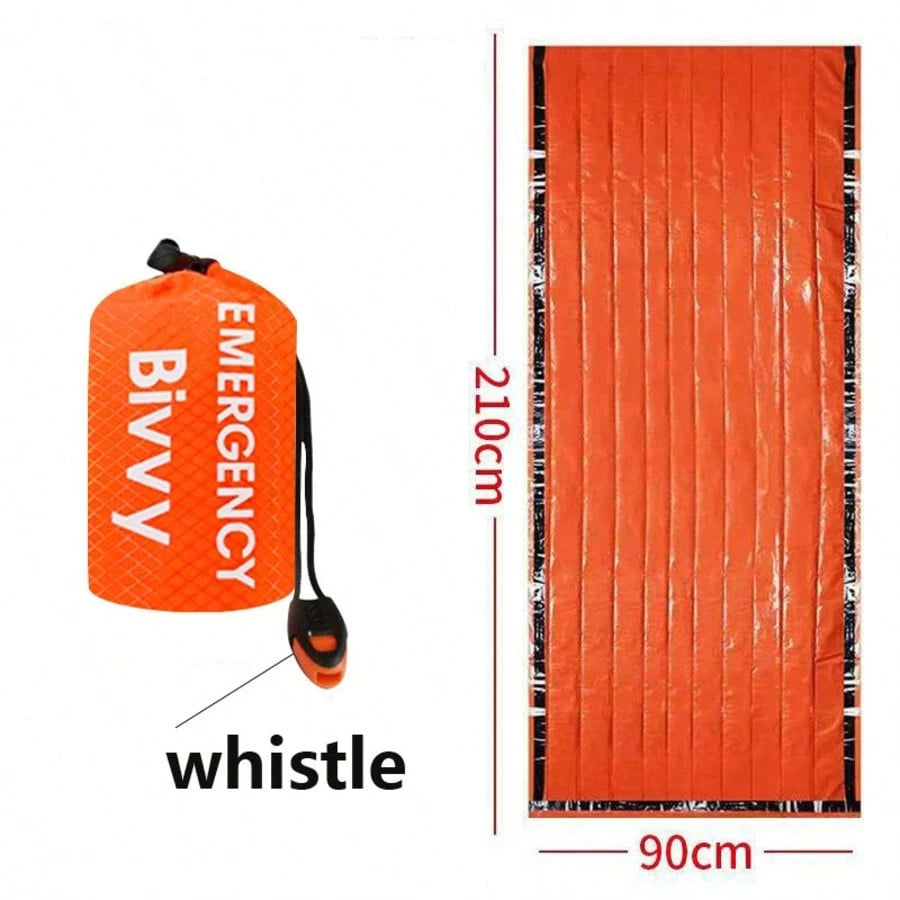 Person Emergency Shelter Bivy Survival Tent Kit Mylar Tube Tent Sleeping Bag Waterproof Outdoor SOS Thermal Blanket Reusable