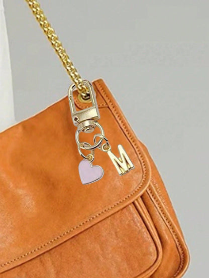 Personalized Heart-Shaped Pendant, Can Engrave Initial And Message/Love Letter| Heart-Shaped Keychain| Customized Bag Charm| Gift, Keychain, Unique Phone Accessories, Minimalist Design, Suitable Fo