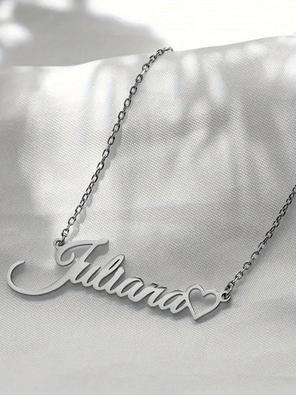 Personalized Name Necklace- Stainless Steel Heart Pendant In Cursive Font, Valentine's Day Gift, Everyday Party Wear, Elegant, Stylish, Cute, Custom, Ideal Gifts For Her, Back To School Fashion, Grad