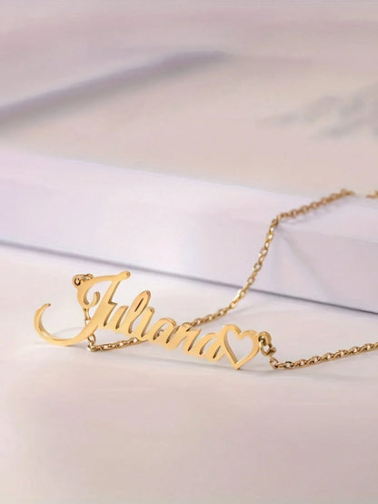 Personalized Name Necklace- Stainless Steel Heart Pendant In Cursive Font, Valentine's Day Gift, Everyday Party Wear, Elegant, Stylish, Cute, Custom, Ideal Gifts For Her, Back To School Fashion, Grad