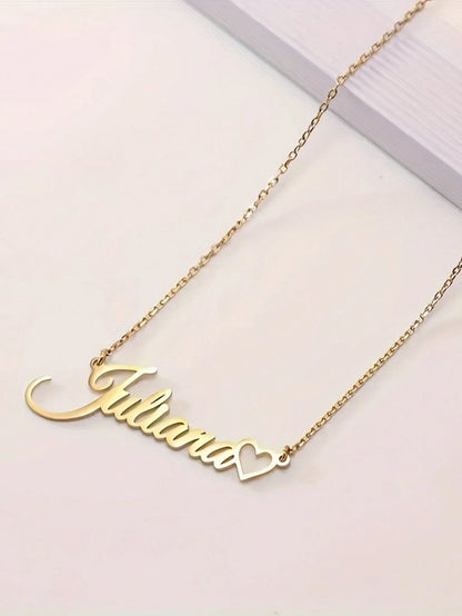 Personalized Name Necklace- Stainless Steel Heart Pendant In Cursive Font, Valentine's Day Gift, Everyday Party Wear, Elegant, Stylish, Cute, Custom, Ideal Gifts For Her, Back To School Fashion, Grad