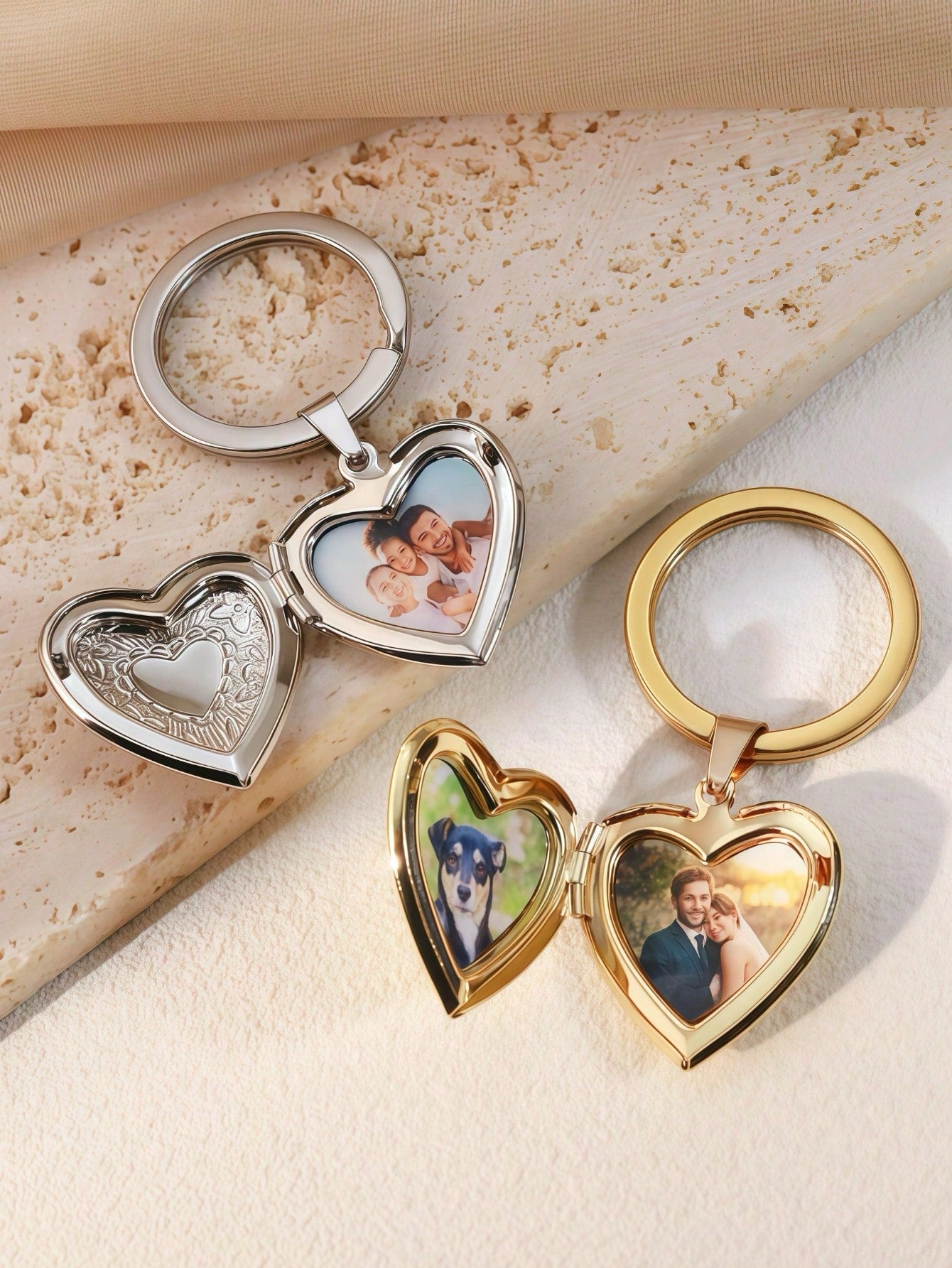 Personalized Photo Heart-Shaped Keychain, Engraved Pet Photo Memorial Keychain, Love Photo Keychain Gift For Birthday Anniversary Wedding Party