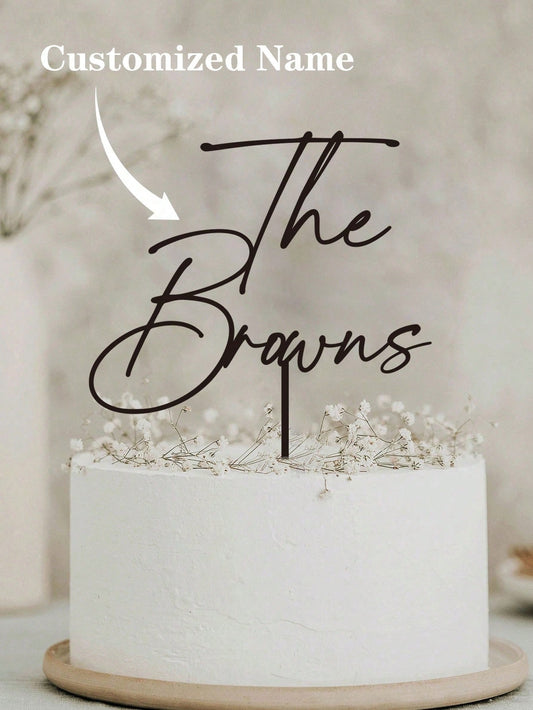 Personalized Wedding Custom Last Name Cake Topper Rustic Mr And Mrs Anniversary Ideal Gift For Graduation Housewarming Christmas Father's Day Dining Living Room Bedroom Tea Room Home Warm Ambience For
