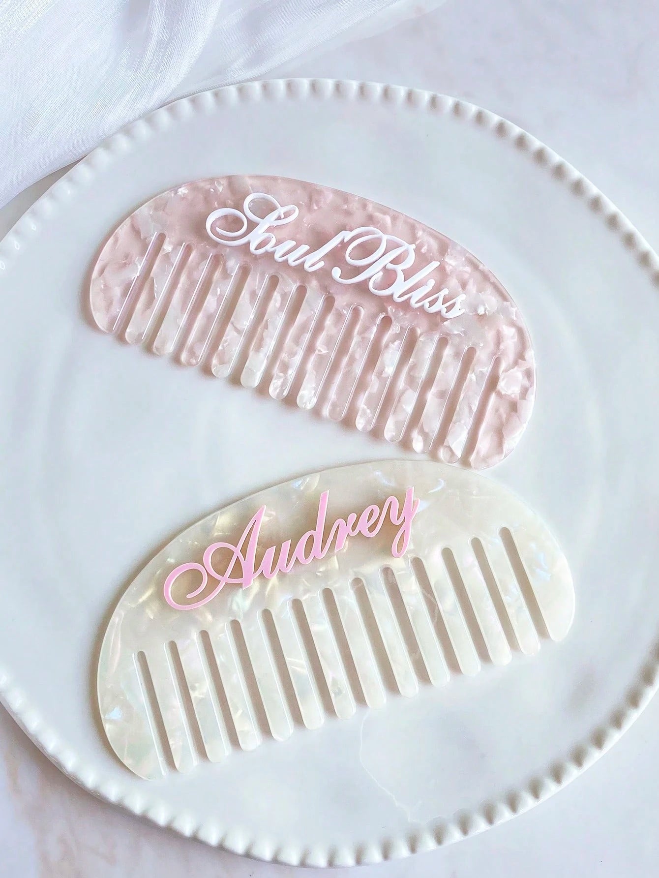 Personalized Women's Hair Fork, Retro Acetate Design With Faux Pearl Textured Leopard Pattern, Name Customization Hair Accessory, Wide Tooth Comb Hair Clip, Bridesmaid Bride Gift, French Hair Comb, Ba