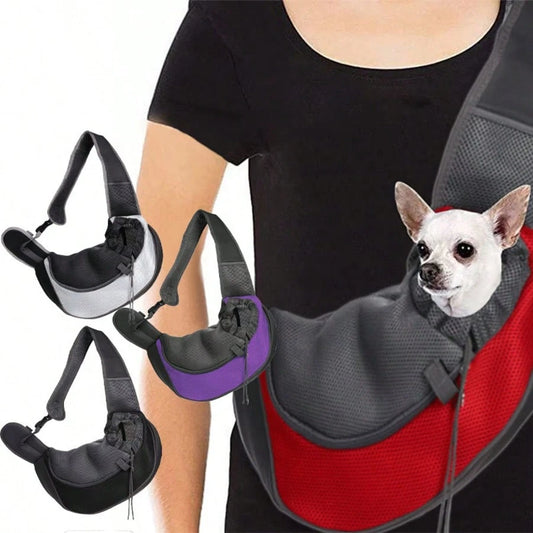Pet Convenient Bag, Outdoor Dew Breathable Crossbody Shoulder Cat Bag Dog Chest Pet Backpack(Size L)