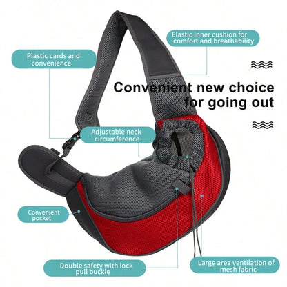 Pet Convenient Bag, Outdoor Dew Breathable Crossbody Shoulder Cat Bag Dog Chest Pet Backpack(Size L)