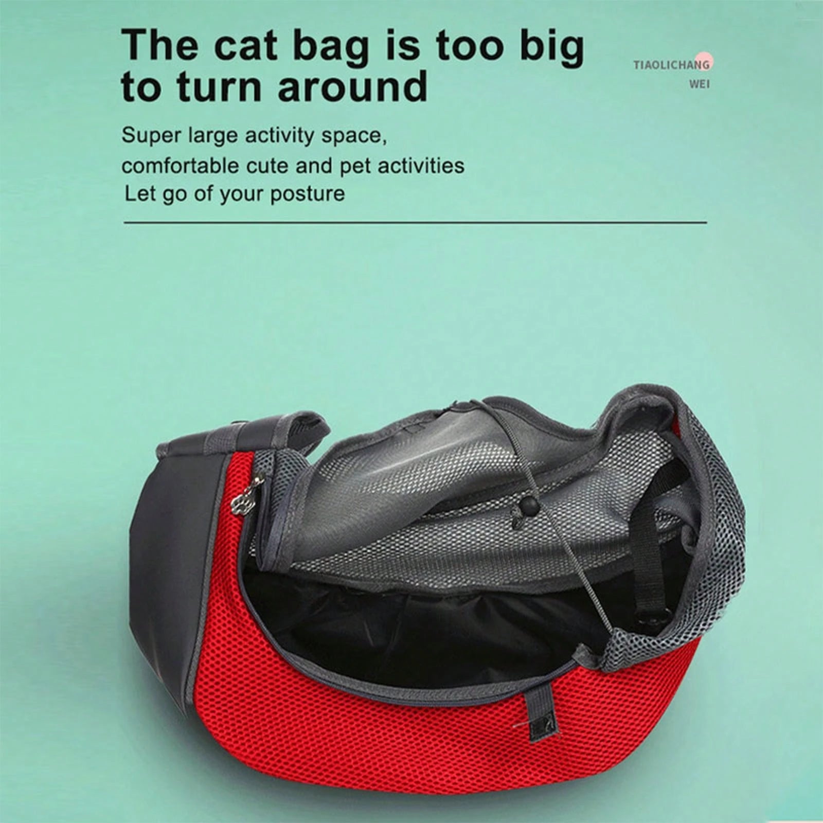 Pet Convenient Bag, Outdoor Dew Breathable Crossbody Shoulder Cat Bag Dog Chest Pet Backpack(Size L)
