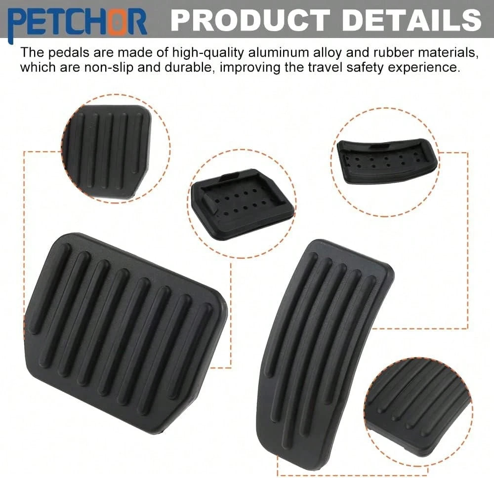 PETCHOR Auto Aluminum Pedal Covers Accessories, Non-Slip Performance Foot Pedal Pads Set, Brake Accelerator Pedal Covers Compatible With Tesla