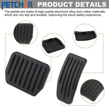 PETCHOR Auto Aluminum Pedal Covers Accessories, Non-Slip Performance Foot Pedal Pads Set, Brake Accelerator Pedal Covers Compatible With Tesla