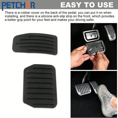 PETCHOR Auto Aluminum Pedal Covers Accessories, Non-Slip Performance Foot Pedal Pads Set, Brake Accelerator Pedal Covers Compatible With Tesla