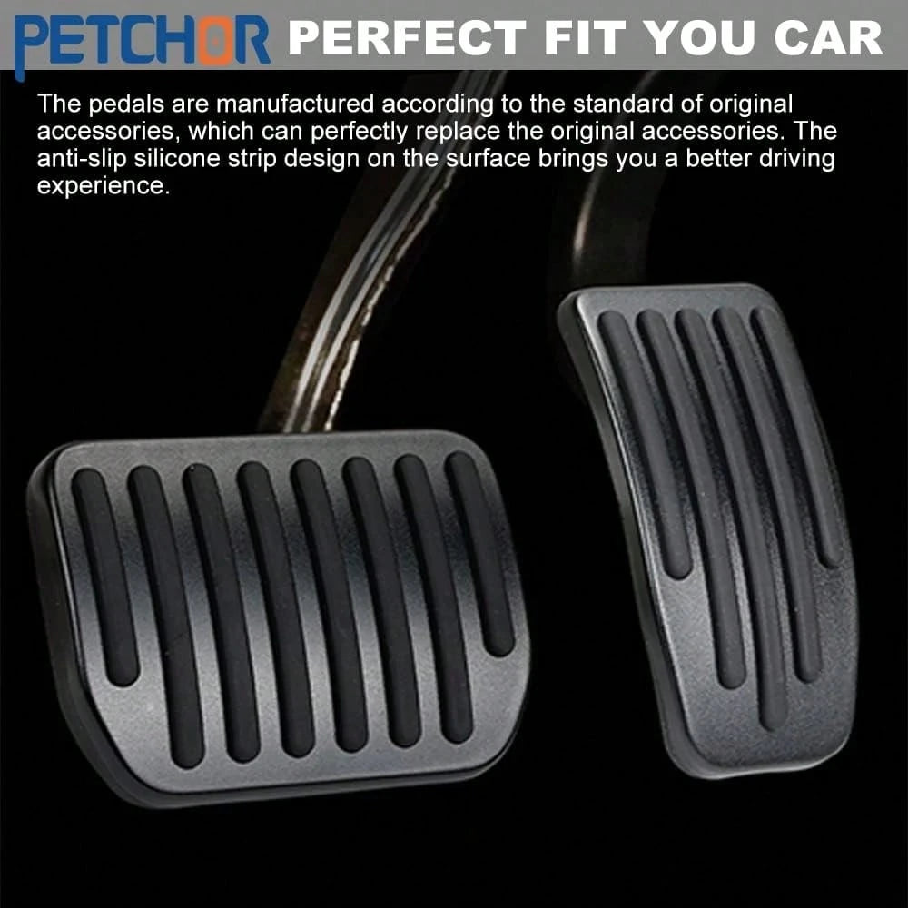 PETCHOR Auto Aluminum Pedal Covers Accessories, Non-Slip Performance Foot Pedal Pads Set, Brake Accelerator Pedal Covers Compatible With Tesla