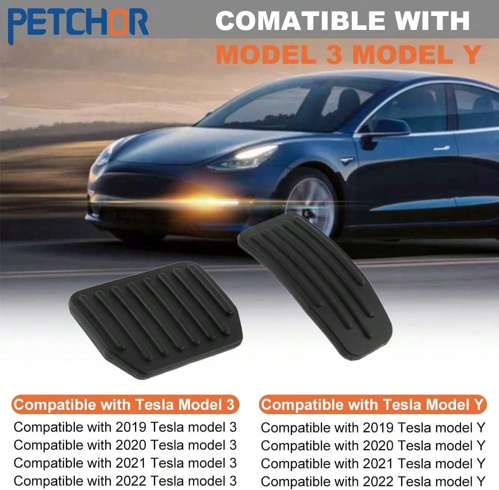 PETCHOR Auto Aluminum Pedal Covers Accessories, Non-Slip Performance Foot Pedal Pads Set, Brake Accelerator Pedal Covers Compatible With Tesla