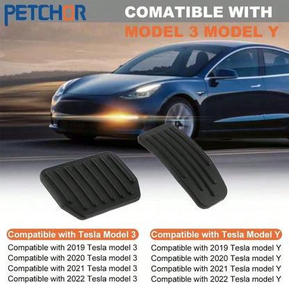 PETCHOR Auto Aluminum Pedal Covers Accessories, Non-Slip Performance Foot Pedal Pads Set, Brake Accelerator Pedal Covers Compatible With Tesla