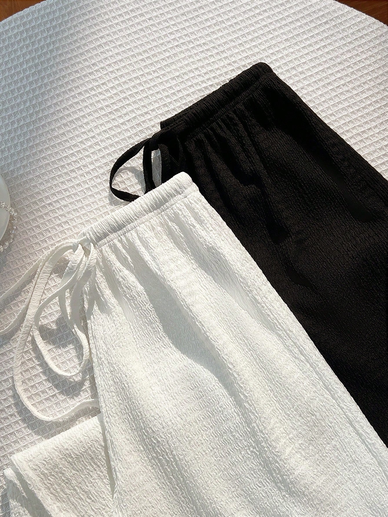 PETITE Classic Black & White Design Minimalist Casual Commuter All-Match French Chic Relaxed Fit Straight Leg Women Pants, Summer New Arrival,Petite Women