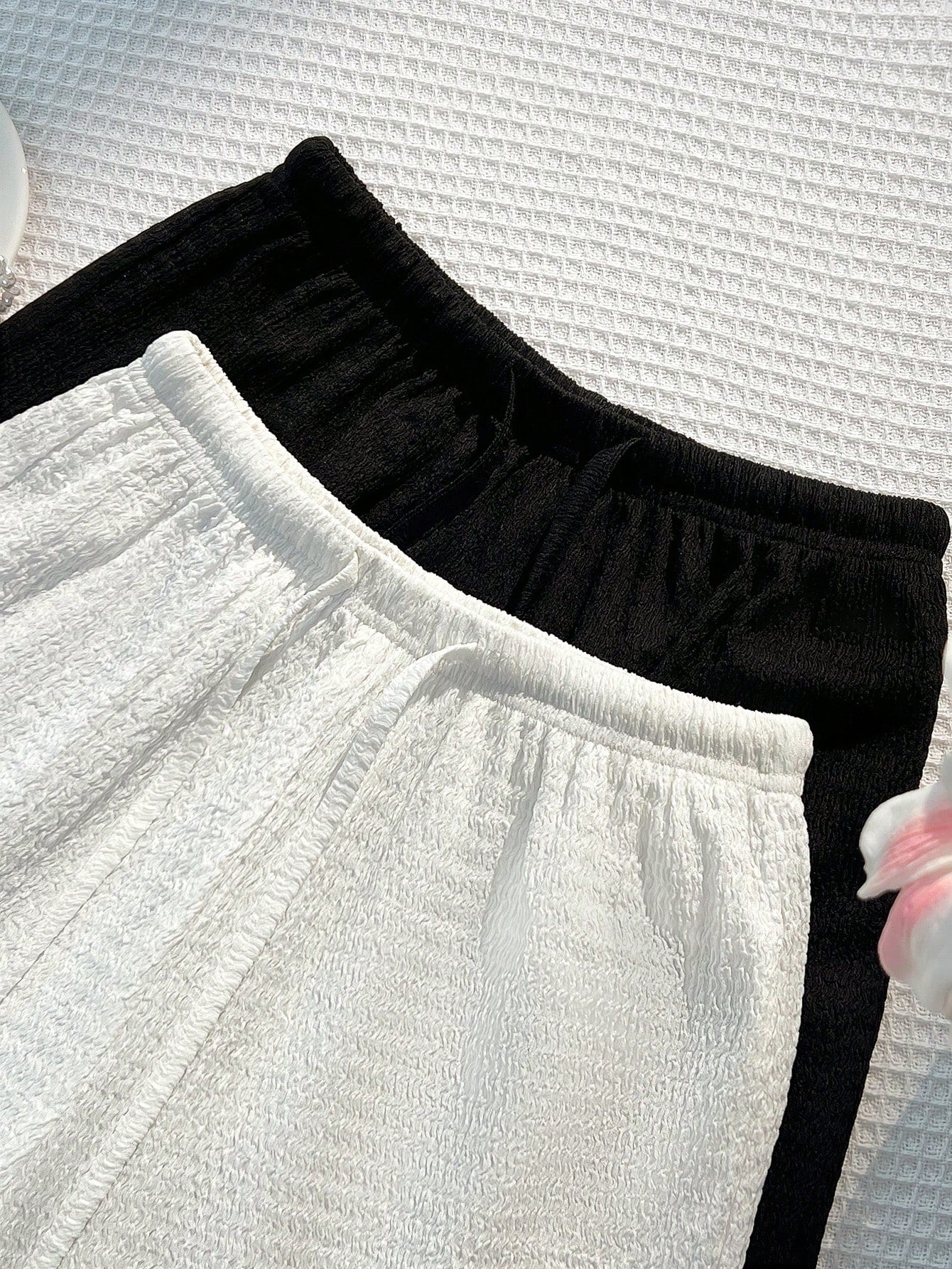 PETITE Classic Black & White Design Minimalist Casual Commuter All-Match French Chic Relaxed Fit Straight Leg Women Pants, Summer New Arrival,Petite Women