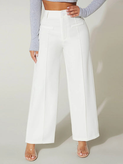 PETITE High Waist Wide Leg Summer Dress Pants 100% Cotton,Petite Women