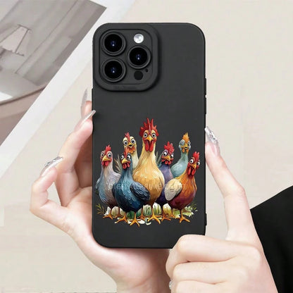Phone Case: Colorful Chickens Pattern Phone Case TPU Creative Hot Selling Fun Camera Shockproof Protective For IPhone 17 16 15 14 13 12 11 Pro Max Plus Pro Air Mini Xr Xs X Max SE 7 8G Plus,Suitable F