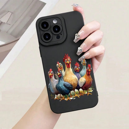 Phone Case: Colorful Chickens Pattern Phone Case TPU Creative Hot Selling Fun Camera Shockproof Protective For IPhone 17 16 15 14 13 12 11 Pro Max Plus Pro Air Mini Xr Xs X Max SE 7 8G Plus,Suitable F
