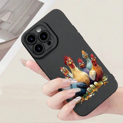 Phone Case: Colorful Chickens Pattern Phone Case TPU Creative Hot Selling Fun Camera Shockproof Protective For IPhone 17 16 15 14 13 12 11 Pro Max Plus Pro Air Mini Xr Xs X Max SE 7 8G Plus,Suitable F