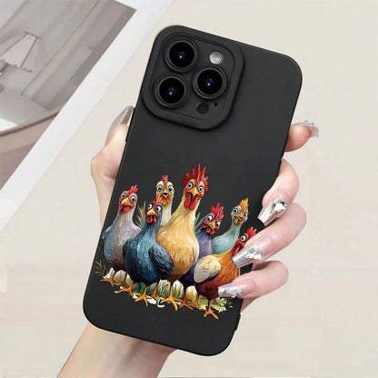 Phone Case: Colorful Chickens Pattern Phone Case TPU Creative Hot Selling Fun Camera Shockproof Protective For IPhone 17 16 15 14 13 12 11 Pro Max Plus Pro Air Mini Xr Xs X Max SE 7 8G Plus,Suitable F