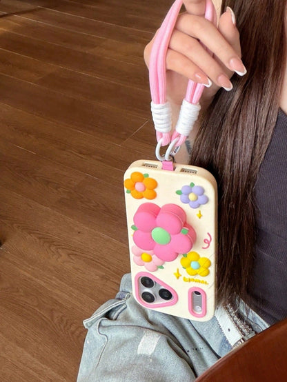 Pink Flower Expandable Phone Holder Suitable Compatible With Iphone 17 Pro Max, 17 New, 15 Creative, 14 Niche, 13 Female, 17 Pro, Silicone Shockproof Protective Case Compatible With Iphone 16 Pro Max