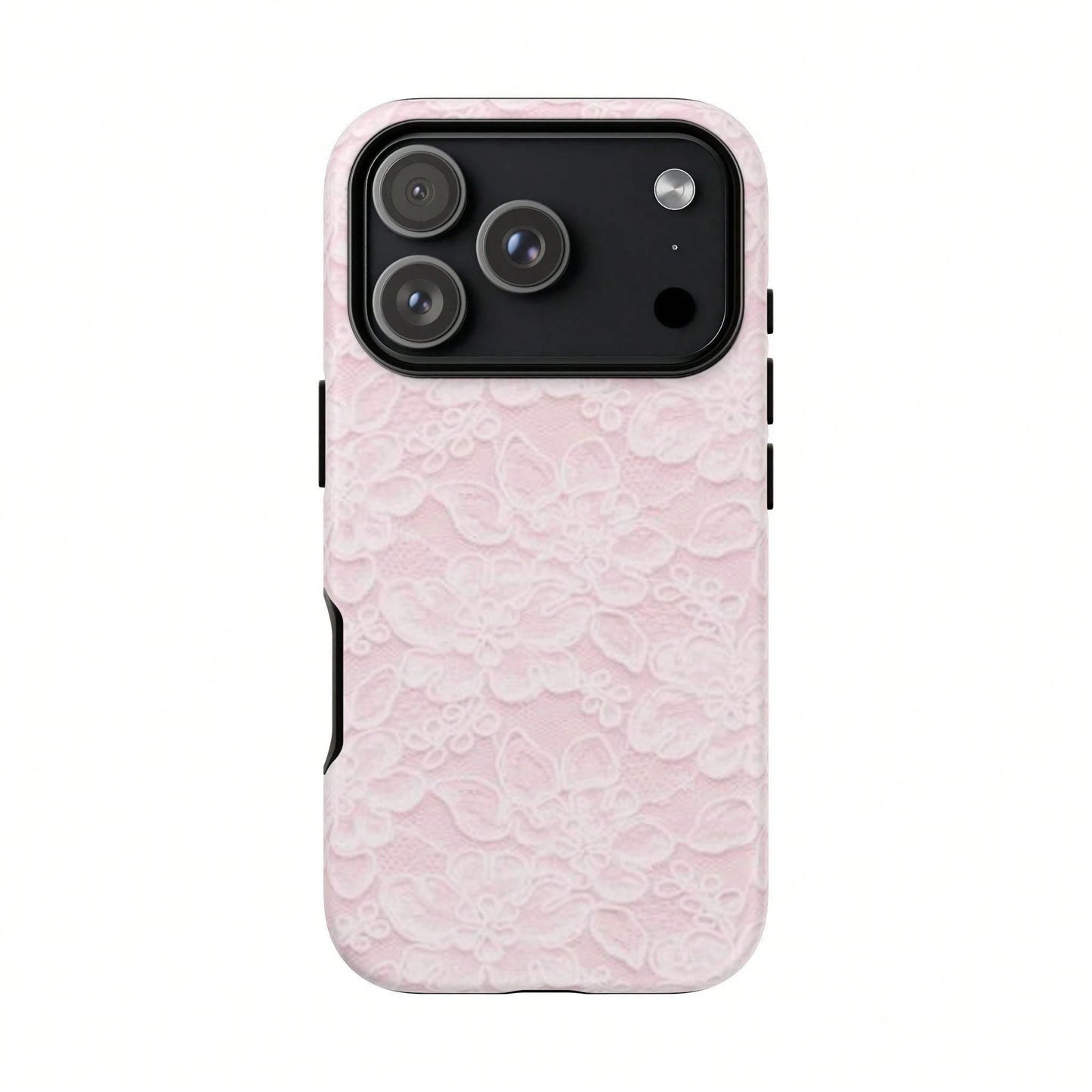 Pink Lace Fashion Shockproof Floral Blush 2-In-1 Phone Case Compatible With IPhone 17/16/15/14/13/12/11 Pro Max Birthday Gift Anniversary Party