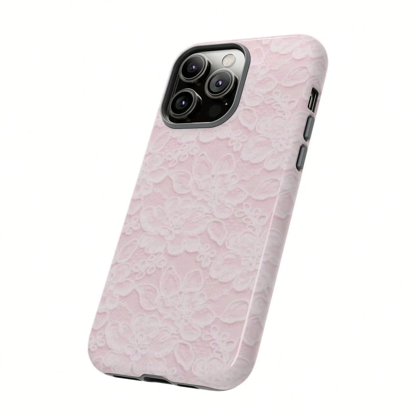 Pink Lace Fashion Shockproof Floral Blush 2-In-1 Phone Case Compatible With IPhone 17/16/15/14/13/12/11 Pro Max Birthday Gift Anniversary Party