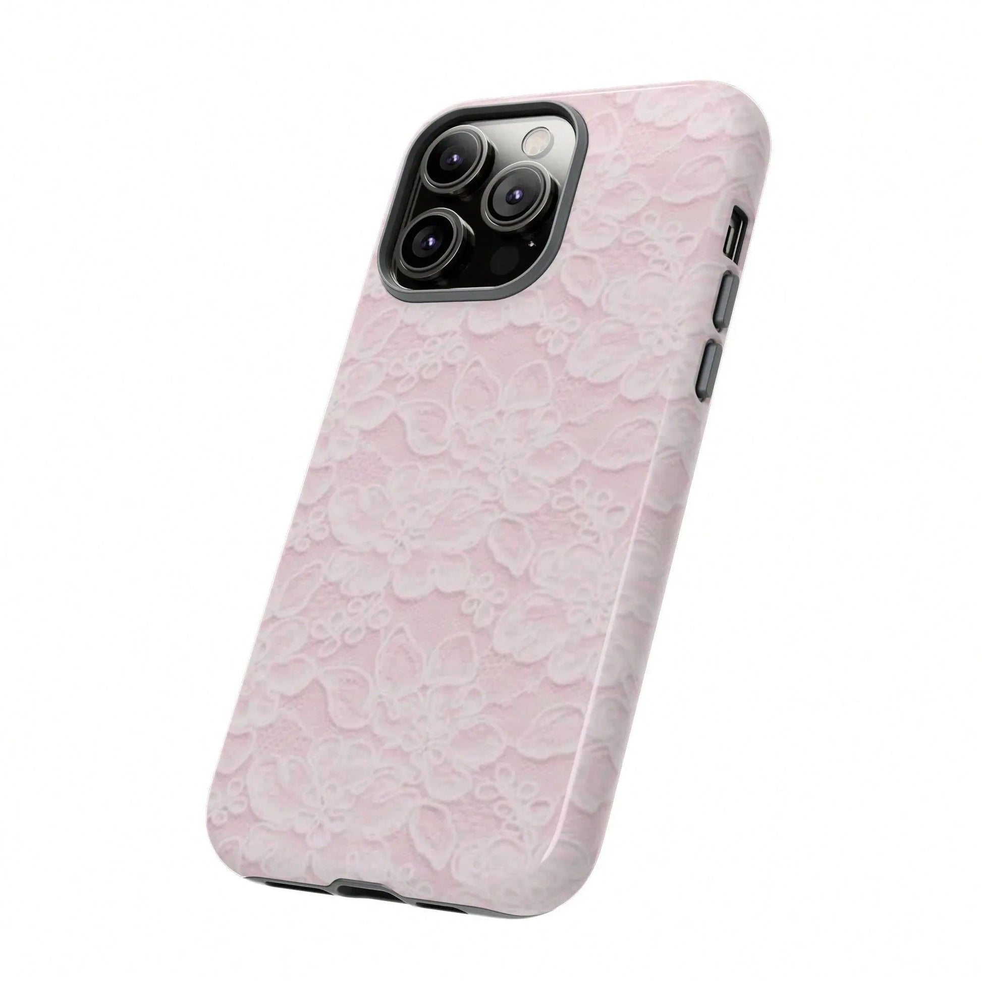 Pink Lace Fashion Shockproof Floral Blush 2-In-1 Phone Case Compatible With IPhone 17/16/15/14/13/12/11 Pro Max Birthday Gift Anniversary Party