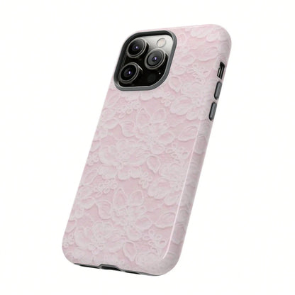 Pink Lace Fashion Shockproof Floral Blush 2-In-1 Phone Case Compatible With IPhone 17/16/15/14/13/12/11 Pro Max Birthday Gift Anniversary Party