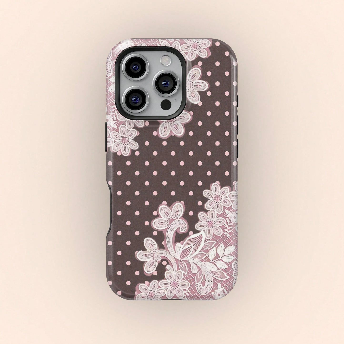 Pink Lace Fashion Shockproof Floral Blush 2-In-1 Phone Case Compatible With IPhone 17/16/15/14/13/12/11 Pro Max Birthday Gift Anniversary Party
