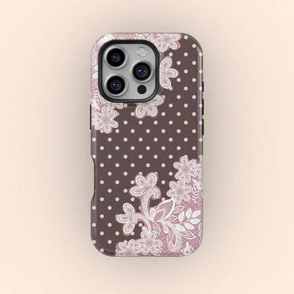 Pink Lace Fashion Shockproof Floral Blush 2-In-1 Phone Case Compatible With IPhone 17/16/15/14/13/12/11 Pro Max Birthday Gift Anniversary Party