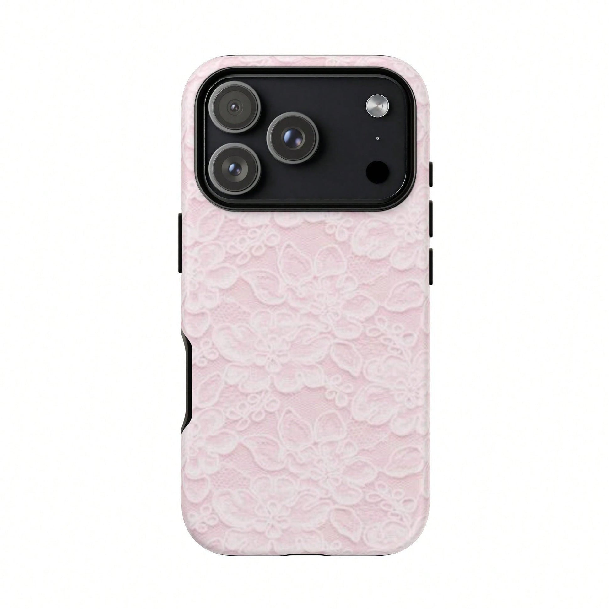Pink Lace Fashion Shockproof Floral Blush 2-In-1 Phone Case Compatible With IPhone 17/16/15/14/13/12/11 Pro Max Birthday Gift Anniversary Party
