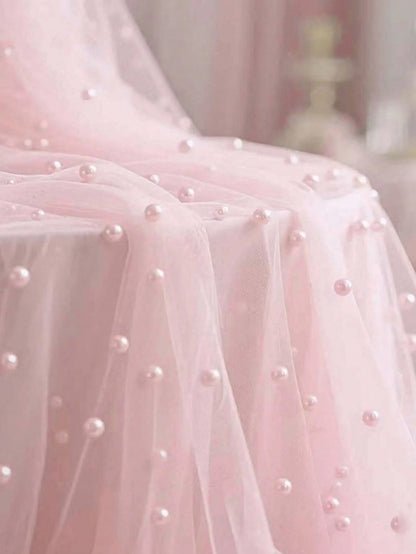 Pink Pearl Gauze Tablecloth, Bohemian Country Style Cheesecloth Table Runner, Suitable For Baby Shower, Wedding, Summer Party, Home Decor, Gift
