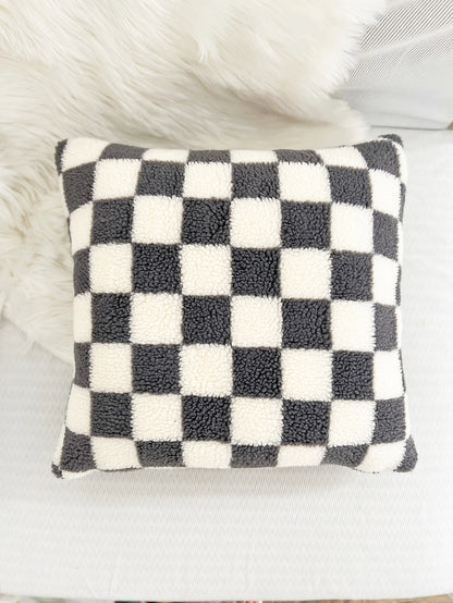 Plaid Pattern Plush Cushion Cover Without Filler